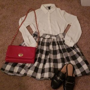 Pleated Buffalo Plaid Skirt